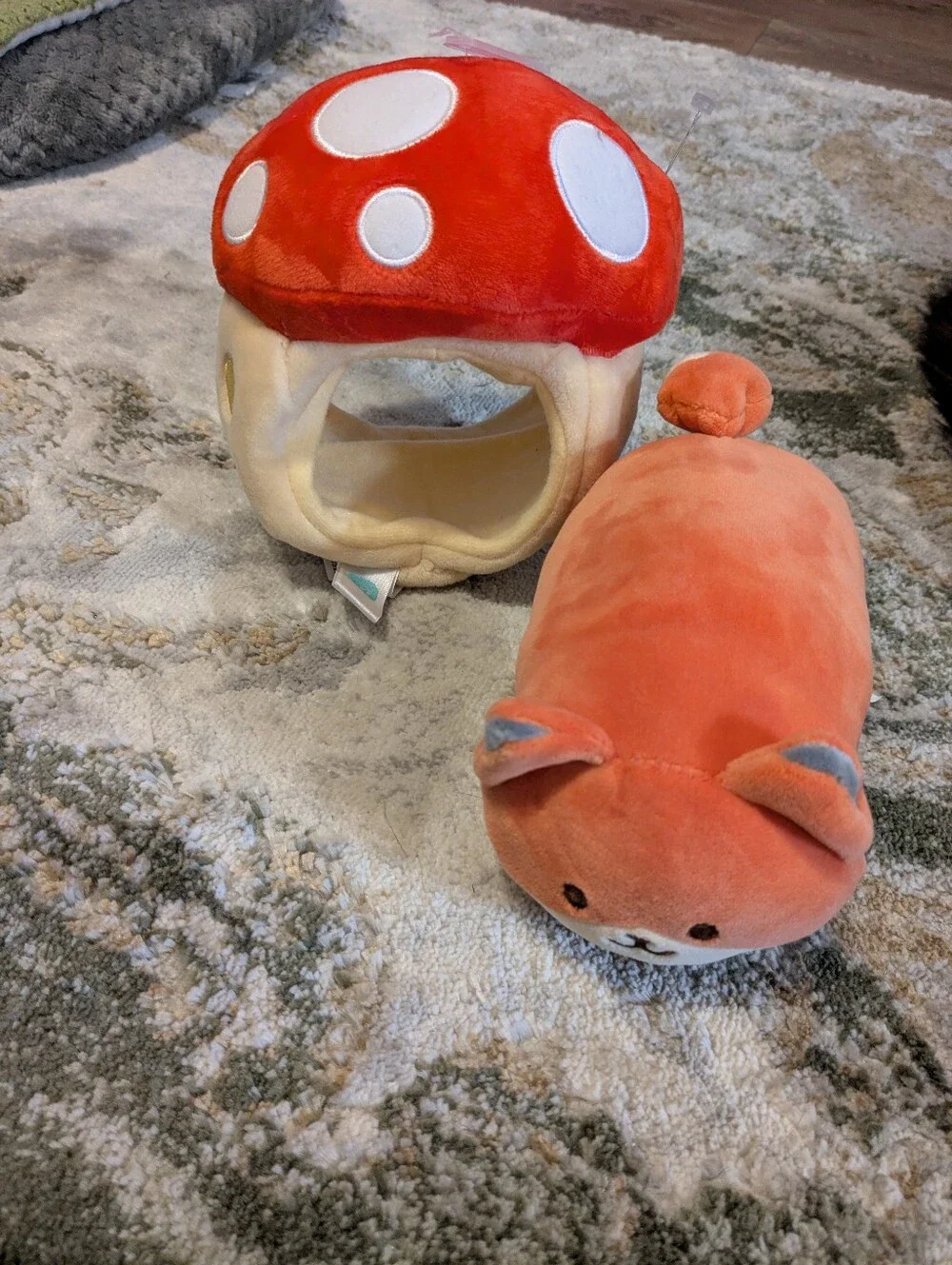 Plush Red Mushroom House & Orange Foxiroll Plush Toy Kids Accessories Set